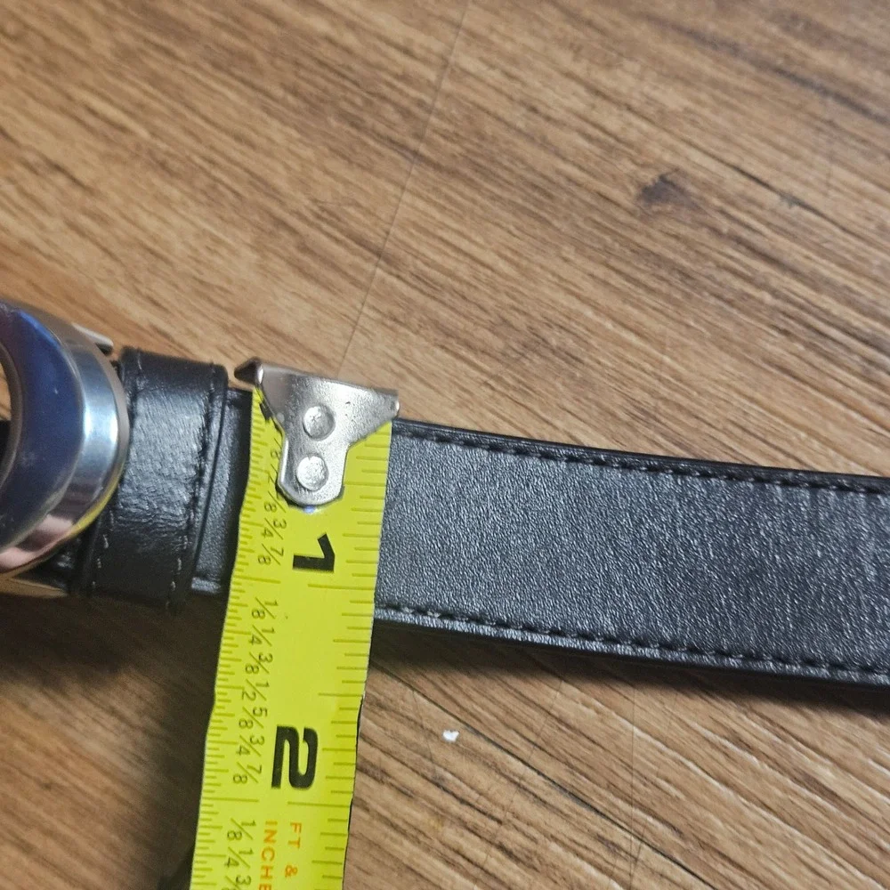 Coach Black Leather Belt Silver Double C Logo Buckle Womens S C1725 Minimalist